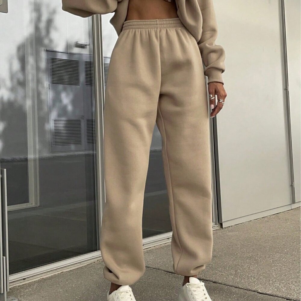 Khaki Casual Women's Solid Color 2-Piece Set - Picture 4 of 7